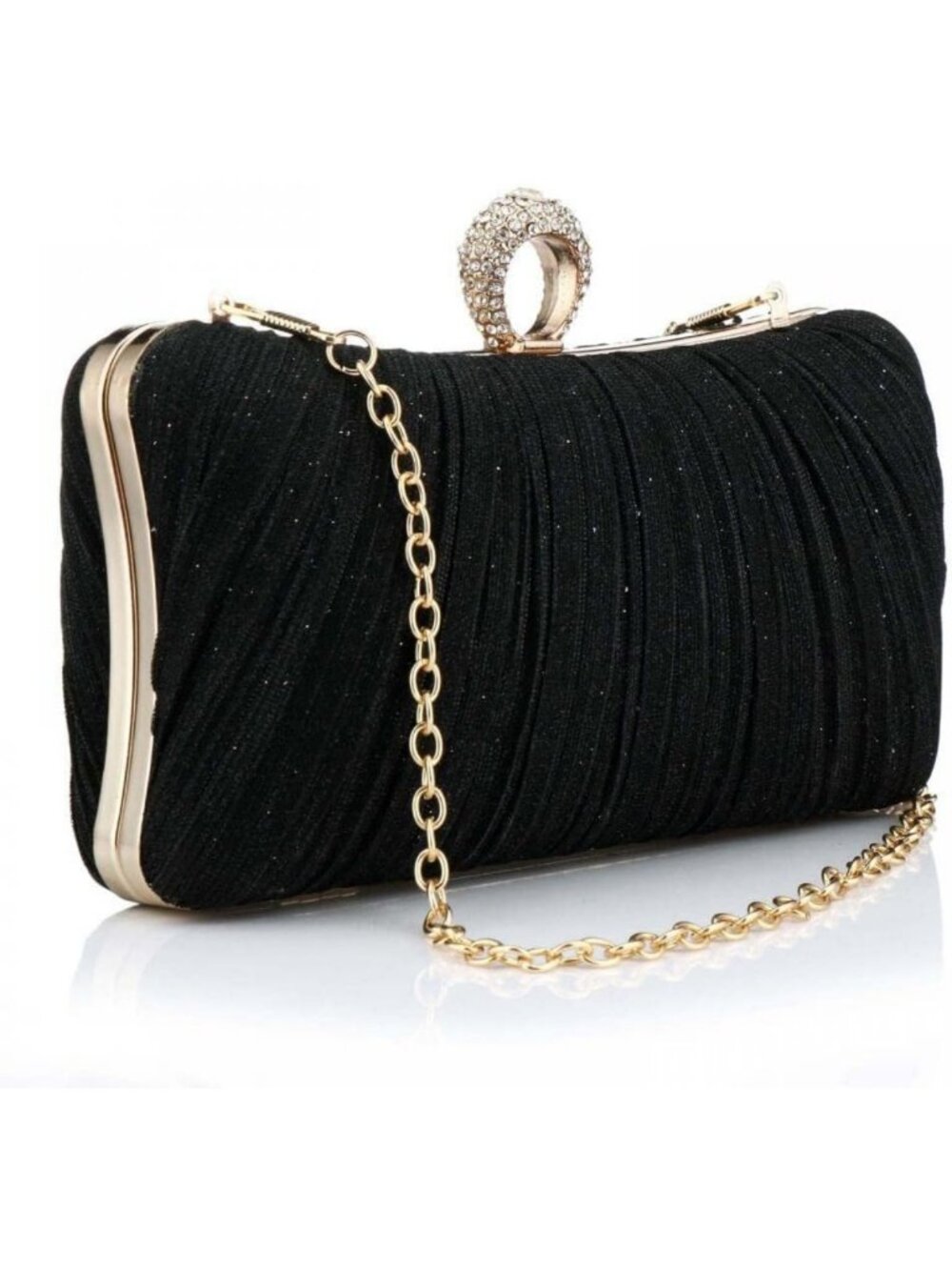 Glitter Evening Clutch Purse for Women | Pleated Wedding & Party Handbag